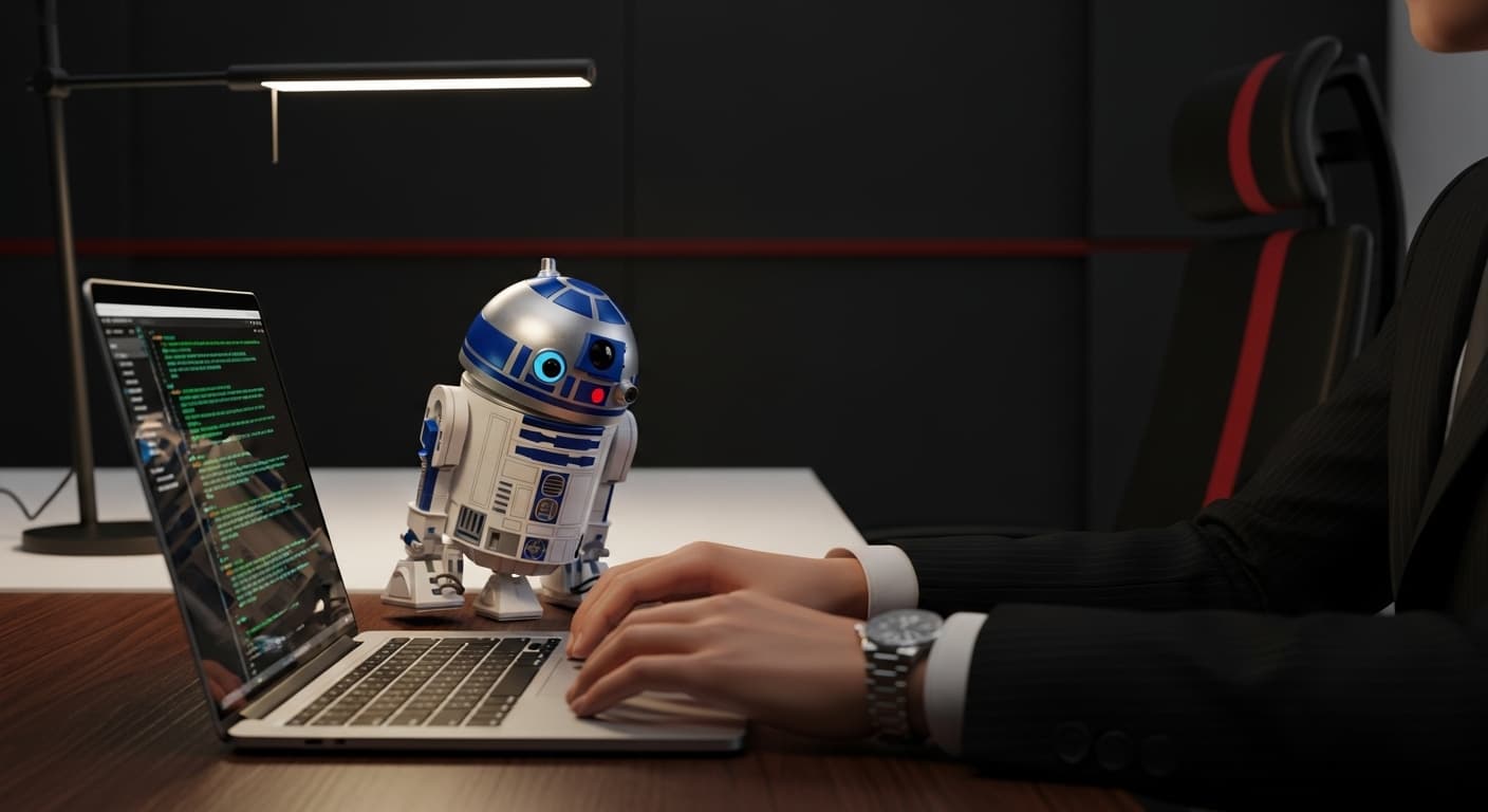 Professional working on a laptop running AI automation workflows