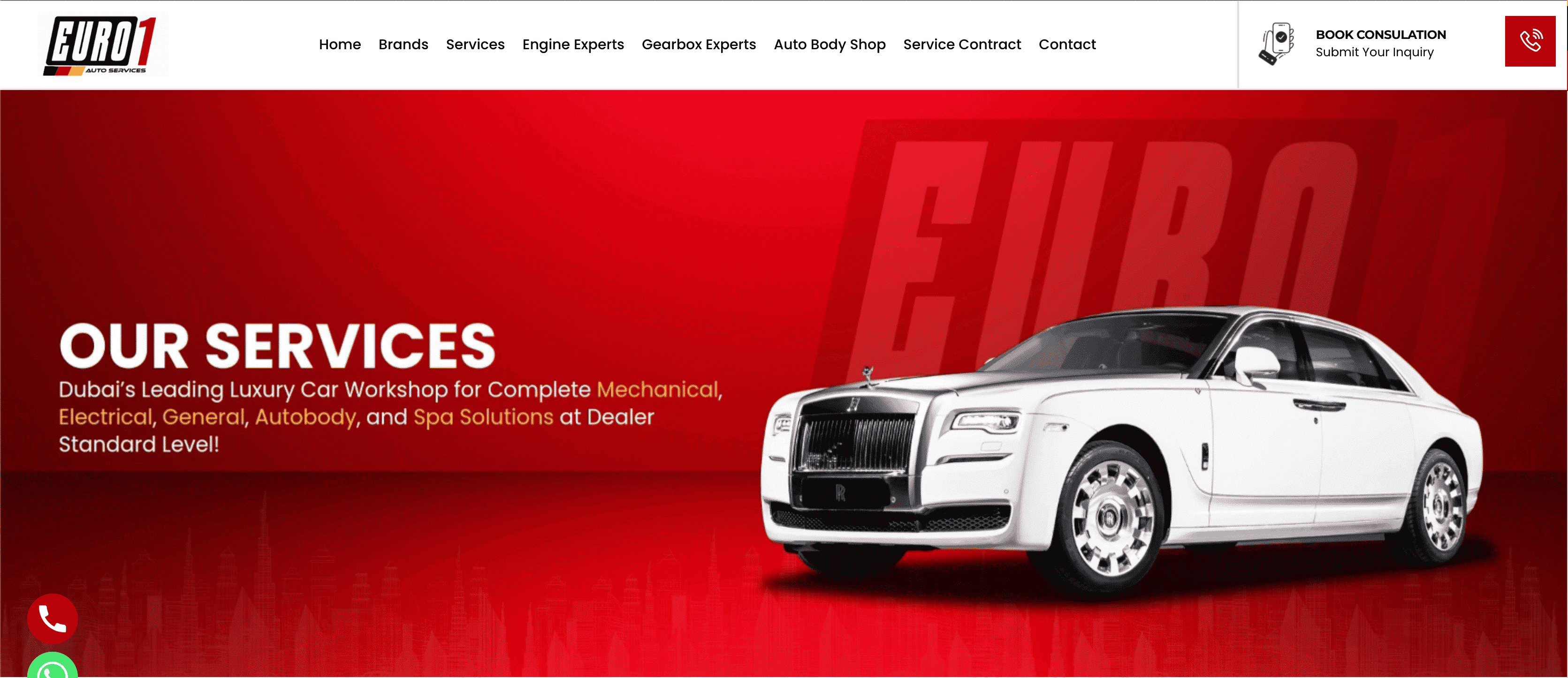 Euro1 Auto Services luxury car workshop website