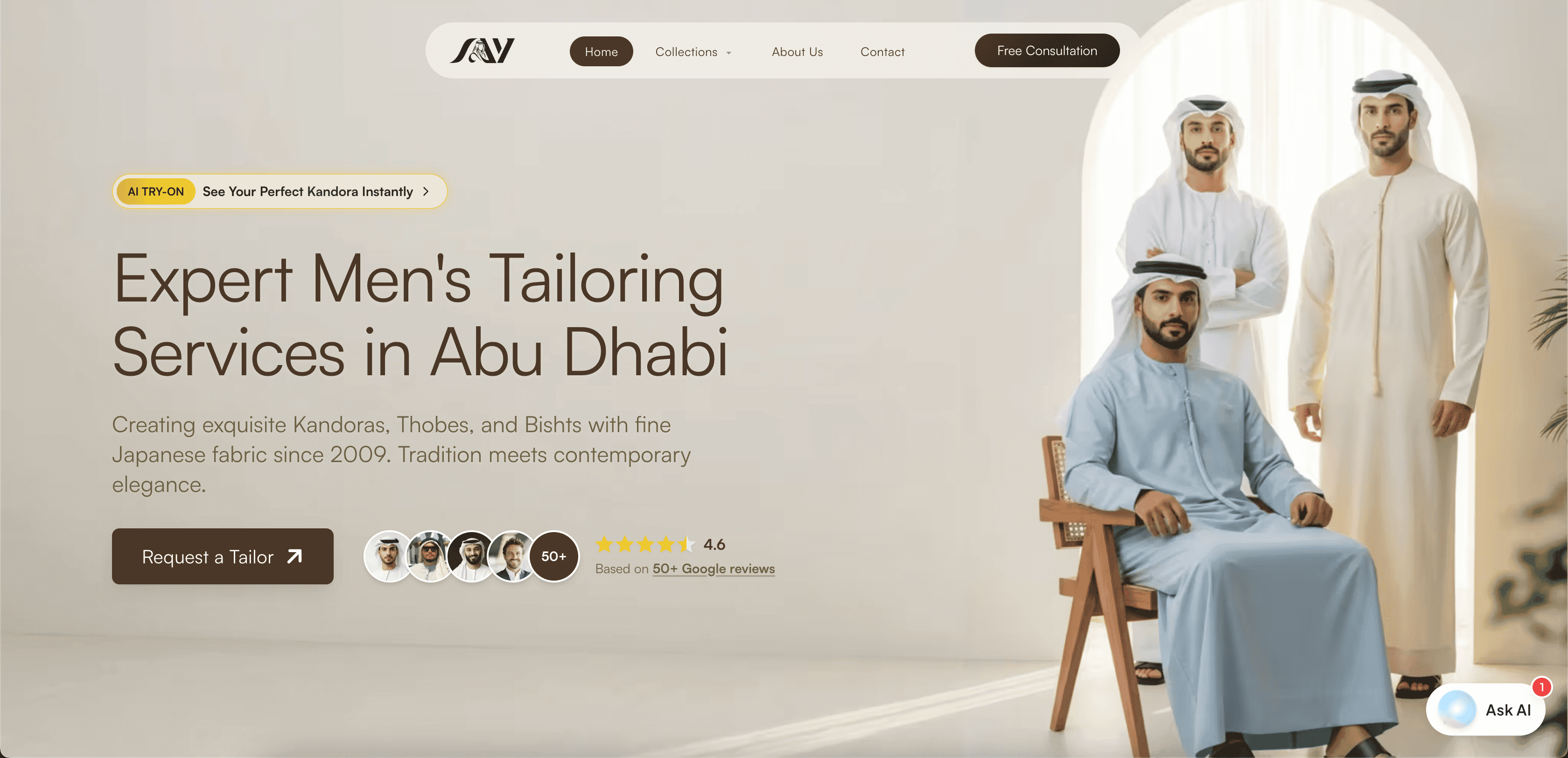 Men's kandura tailoring website for Abu Dhabi