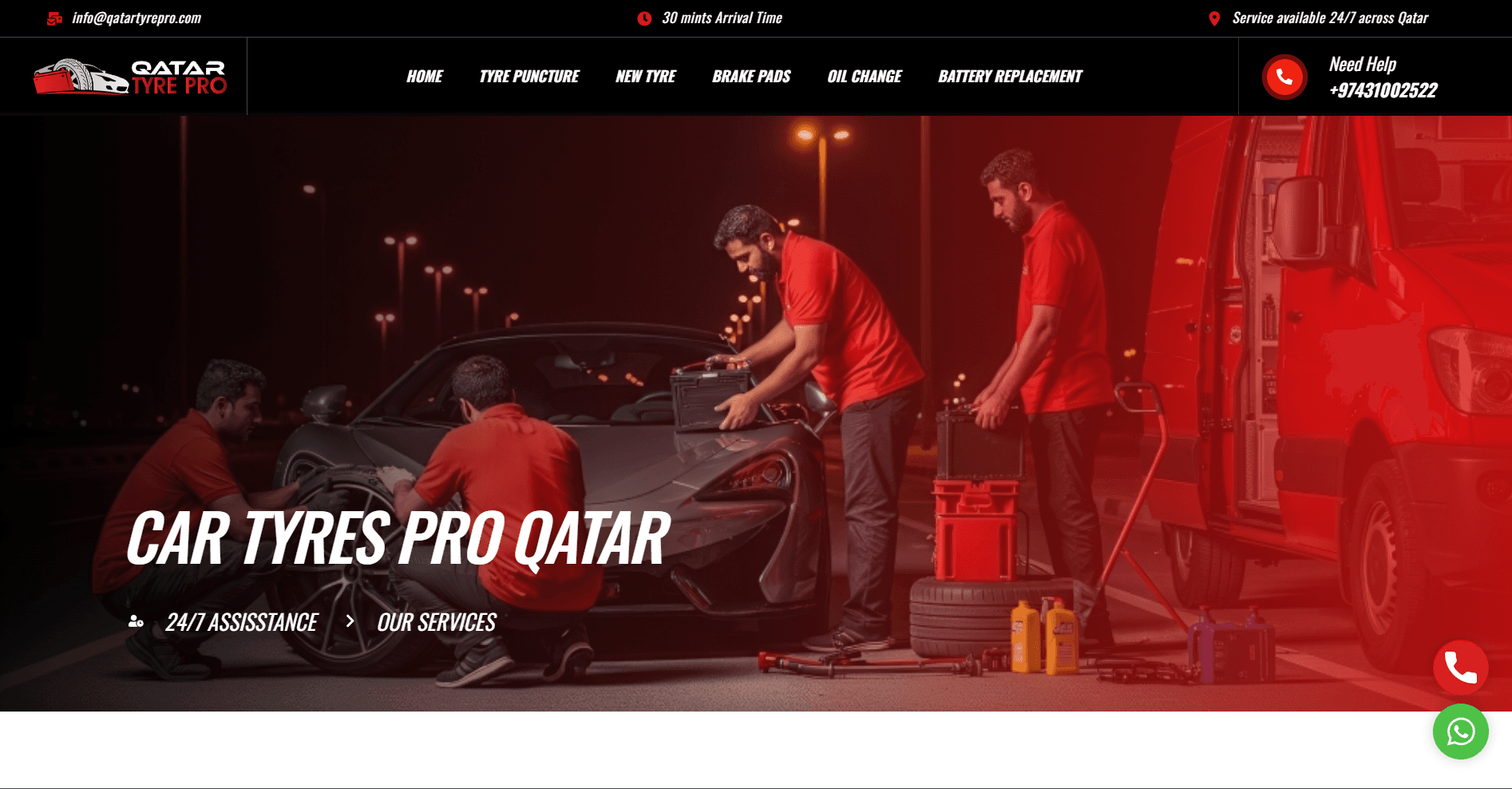 Qatar Tyre Pro mobile tyre service website