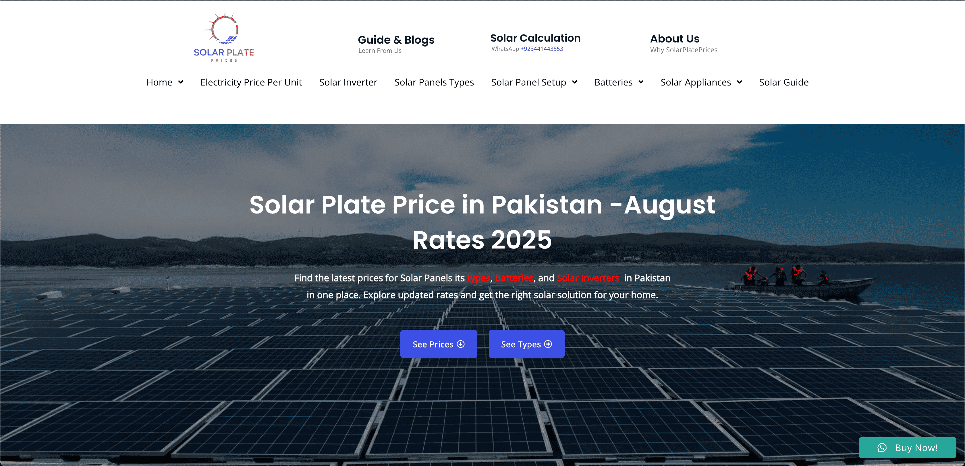 Solar Plate Prices website homepage